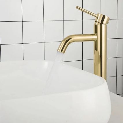 REA-B9409 - Смесител за умивалник LUNGO 28 см златист