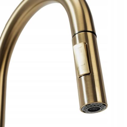 REA-B9842 - Смесител за кухненска мивка с докосване и изтеглящ се душ FRESH TOUCH, 37 см, 4xAA, четкано злато