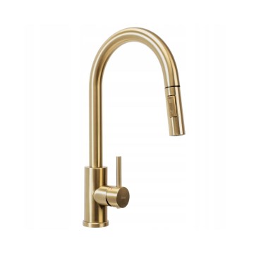 REA-B9842 - Смесител за кухненска мивка с докосване и изтеглящ се душ FRESH TOUCH, 37 см, 4xAA, четкано злато