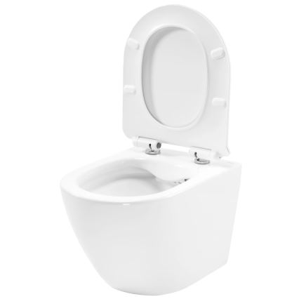REA-C1400 - Конзолна тоалетна чиния с тоалетна седалка CARTER RIMLESS, керамика/бяла