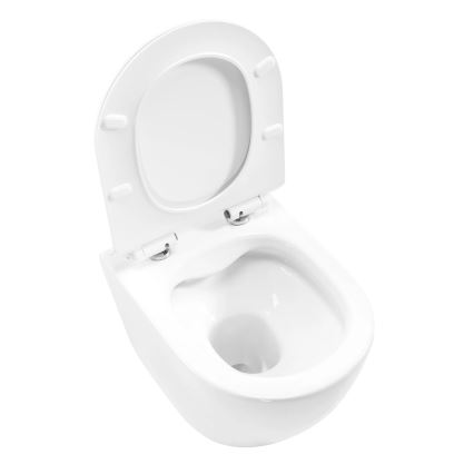 REA-C1400 - Конзолна тоалетна чиния с тоалетна седалка CARTER RIMLESS, керамика/бяла