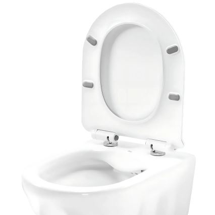 REA-C1652 - Висяща тоалетна чиния с тоалетно седало GUSTAVO RIMLESS керамика/бяла