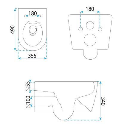 REA-C1652 - Висяща тоалетна чиния с тоалетно седало GUSTAVO RIMLESS керамика/бяла