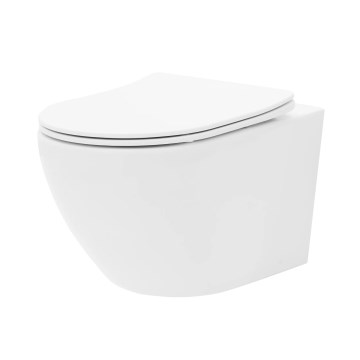REA-C2760 - Подвесно WC с тоалетна седалка CARLO FLAT MINI RIMLESS керамика/бял гланц