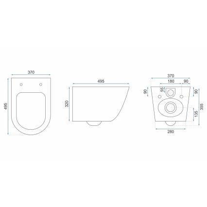 REA-C2760 - Подвесно WC с тоалетна седалка CARLO FLAT MINI RIMLESS керамика/бял гланц