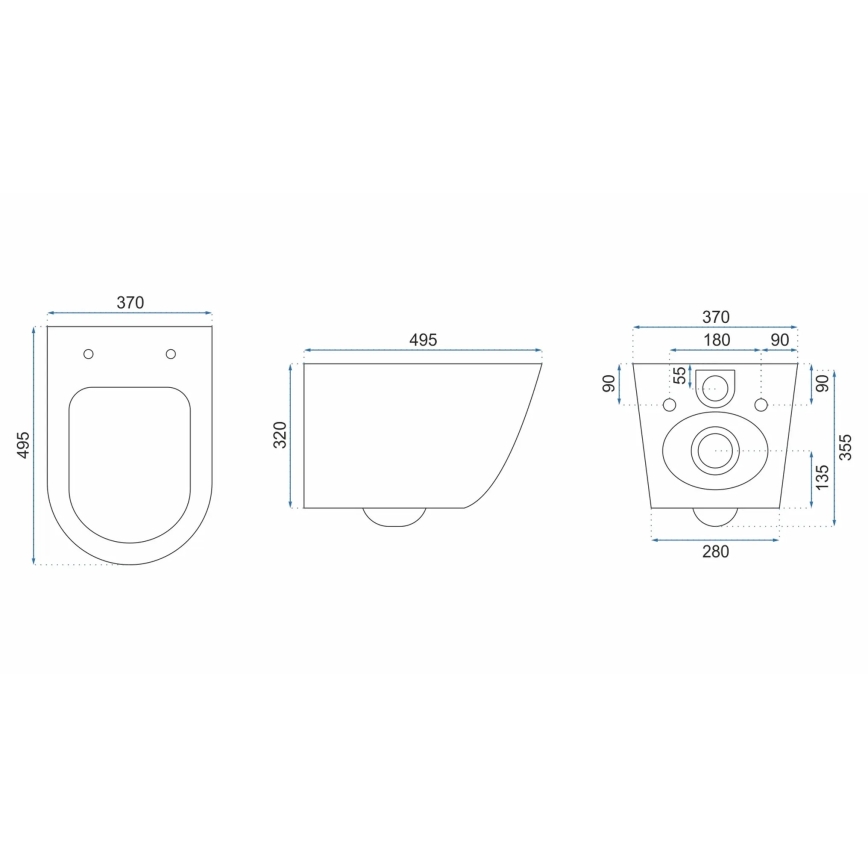 REA-C2760 - Подвесно WC с тоалетна седалка CARLO FLAT MINI RIMLESS керамика/бял гланц