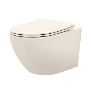 REA-C5500 - Подвесен WC с тоалетна седалка CARLO MINI TORNADO RIMLESS керамика/кремава