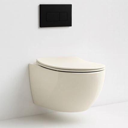 REA-C5500 - Подвесен WC с тоалетна седалка CARLO MINI TORNADO RIMLESS керамика/кремава