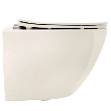 REA-C5500 - Подвесен WC с тоалетна седалка CARLO MINI TORNADO RIMLESS керамика/кремава