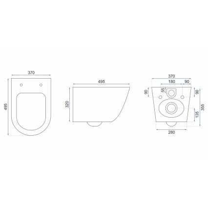 REA-C5500 - Подвесен WC с тоалетна седалка CARLO MINI TORNADO RIMLESS керамика/кремава