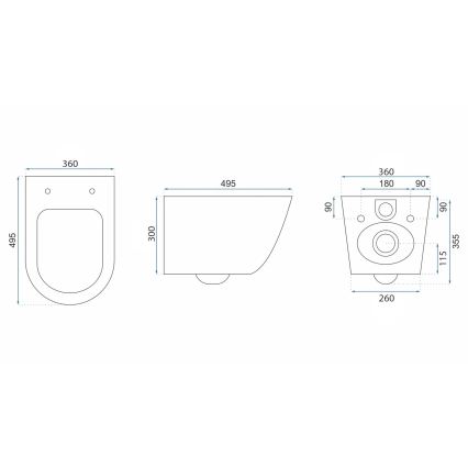 REA-C6800 - Подвесен WC с тоалетна седалка TITO TORNADO RIMLESS керамика/бяла
