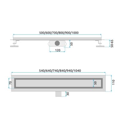 REA-G2502 - Канал за оттичане NEOX 70 см неръждаема стомана