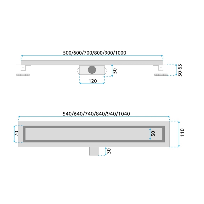 REA-G2502 - Канал за оттичане NEOX 70 см неръждаема стомана