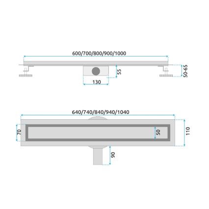 REA-G2703 - Дренажен канал NEOX PRO 80 см неръждаема стомана/четкано злато