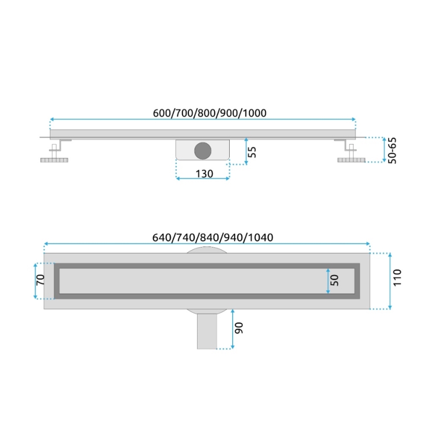 REA-G2704 - Линеен сифон NEOX PRO 90 см неръждаема стомана/четкано злато