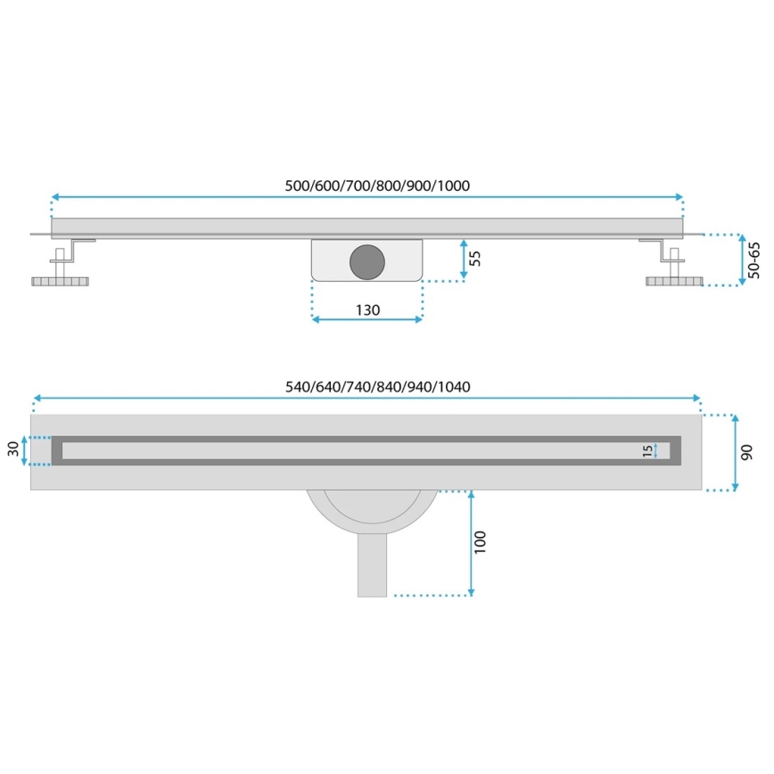 REA-G2710 - Линеен отточен канал NEOX SLIM 70 см неръждаема стомана/черен