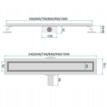 REA-G5806 - Линеен подов сифон NEOX PRO 50 см никел