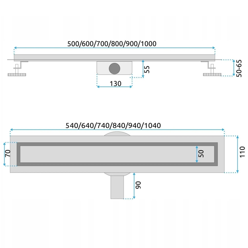 REA-G5810 - Подов линеен сифон NEOX PRO 90 см никел