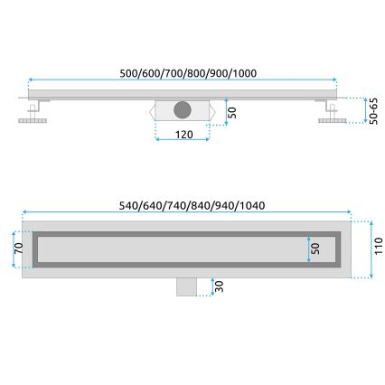 REA-G6602 - Дренажен канал PURE NEOX 70 см, матово черно