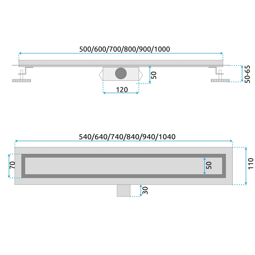 REA-G6605 - Дренажен канал PURE NEOX 100 см матово черно