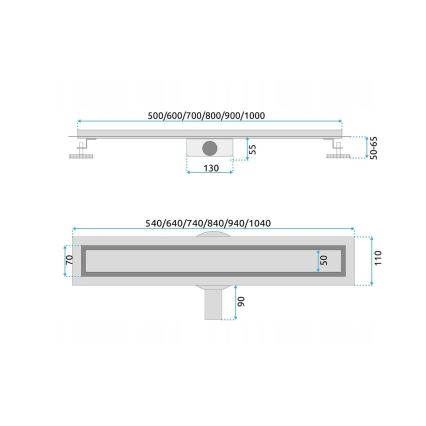 REA-G7803 - Дренажен канал NEOX PRO 80 cm неръждаема стомана/черно