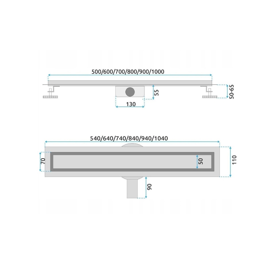 REA-G7803 - Дренажен канал NEOX PRO 80 cm неръждаема стомана/черно