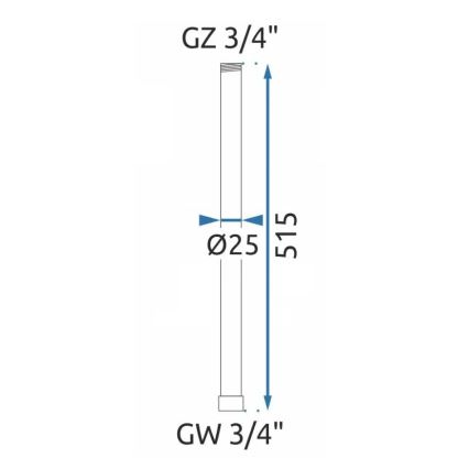 REA-K0880 - Удължителна тръба за душ/вана комплект 51,5 cm матово черна