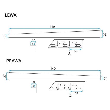 REA-K3218 - Наклонна лайстна 140 см черна