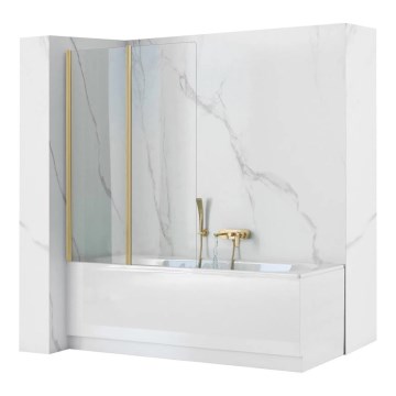 REA-K9777 - Сгъваем параван за вана AGAT 140x100 см четкано злато/прозрачно