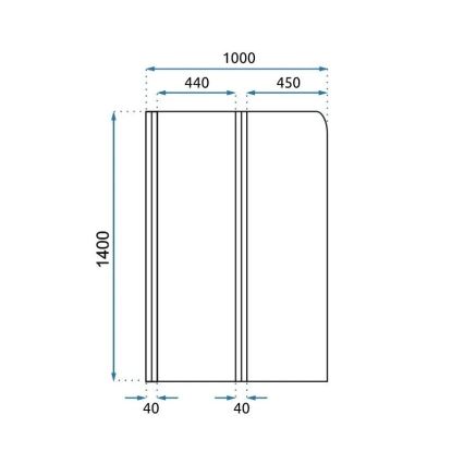 REA-K9777 - Сгъваем параван за вана AGAT 140x100 см четкано злато/прозрачно