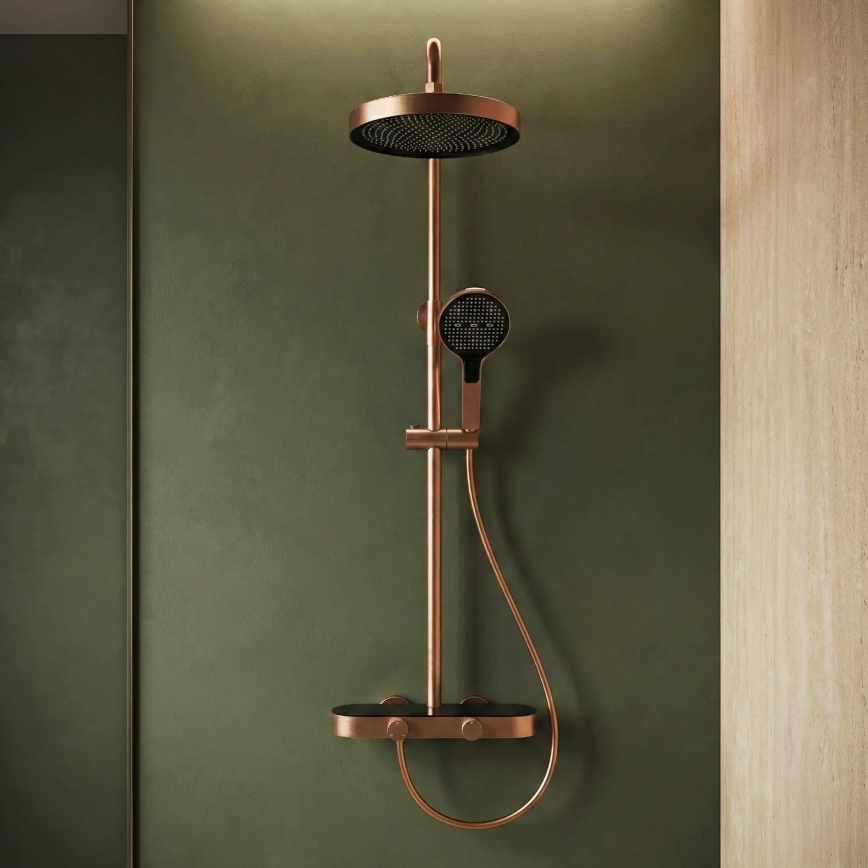 REA-P0362 - Комплект за душ CREO със смесител, четкана мед
