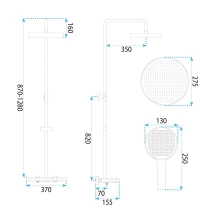 REA-P0362 - Комплект за душ CREO със смесител, четкана мед