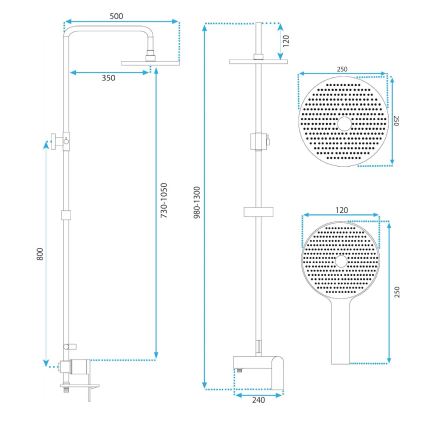 REA-P2418 - Душ комплект с смесител AVALON, четкана мед