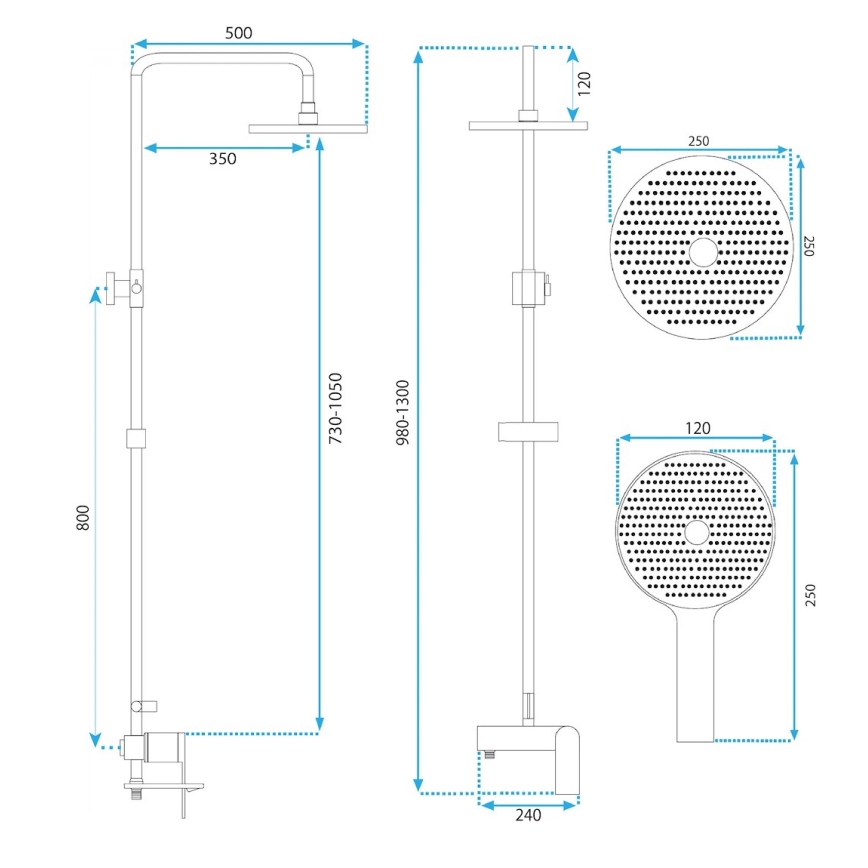 REA-P2418 - Душ комплект с смесител AVALON, четкана мед