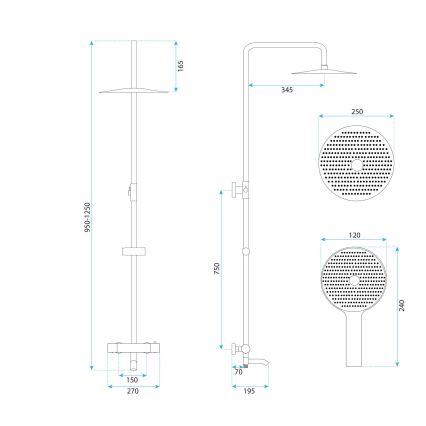 REA-P5961 - Душ комплект с термостатен смесител LUNGO DIAMOND, лъскав хром
