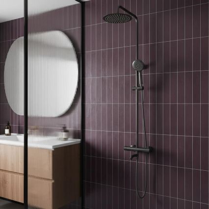 REA-P6386 - Душ комплект LUNGO с термостатен смесител, титаново покритие