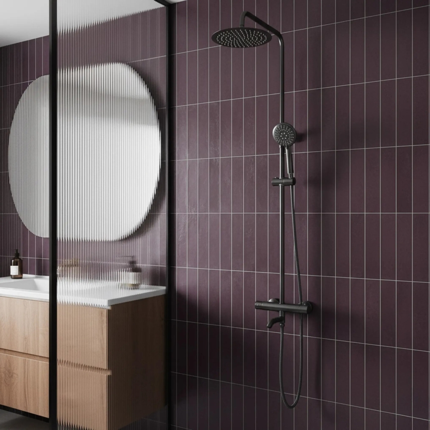 REA-P6386 - Душ комплект LUNGO с термостатен смесител, титаново покритие