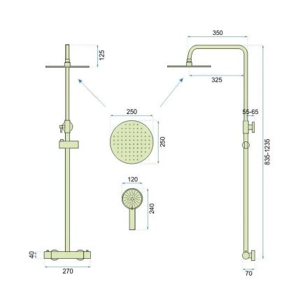 REA-P6602 - Душ комплект с термостатен смесител VINCENT, четкано златно покритие
