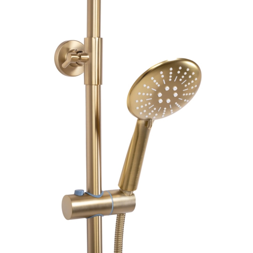 REA-P6604 - Комплект за душ с термостатен смесител LUNGO, четкано злато