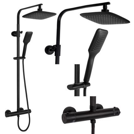 REA-P7101 - Душ комплект TOM с термостатен смесител, матово черно