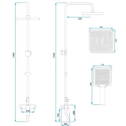 REA-P7841 - Душ комплект с батерия ARGUS, четкано златно покритие