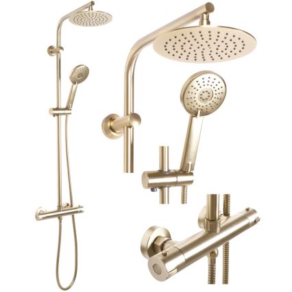 REA-P8413 - Душ комплект BLISS с термостатен смесител, четкано златно покритие
