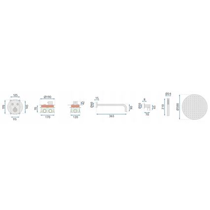REA-P8551 - Душ комплект LUNGO с термостатен вграден смесител, четкано злато
