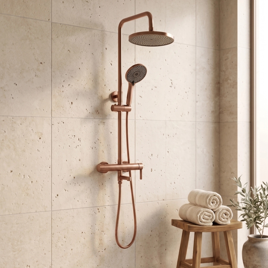 REA-P8715 - Душ комплект със смесител ARCOS, четкан мед