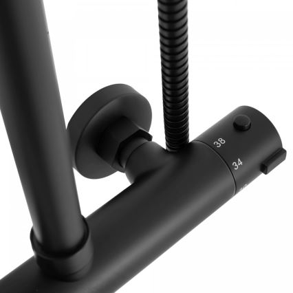 REA-P8804 - Комплект за душ с термостатен смесител BLISS матово черно