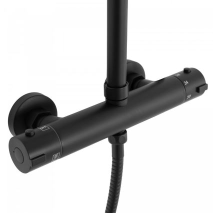 REA-P8804 - Комплект за душ с термостатен смесител BLISS матово черно