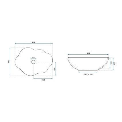 REA-U0265 - Мивка за плот PEARL 38x50,5 см керамика/бял гланц