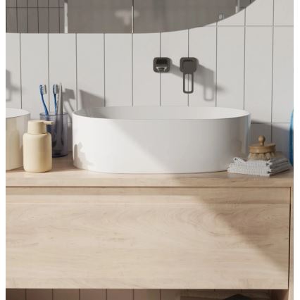 REA-U0600 - Мивка за плот ALMA 36x57 см, керамична, гланцово бяла