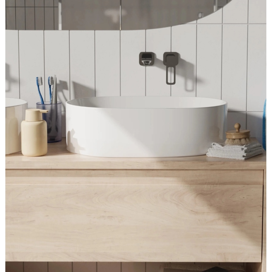 REA-U0600 - Мивка за плот ALMA 36x57 см, керамична, гланцово бяла