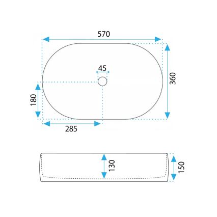 REA-U0600 - Мивка за плот ALMA 36x57 см, керамична, гланцово бяла